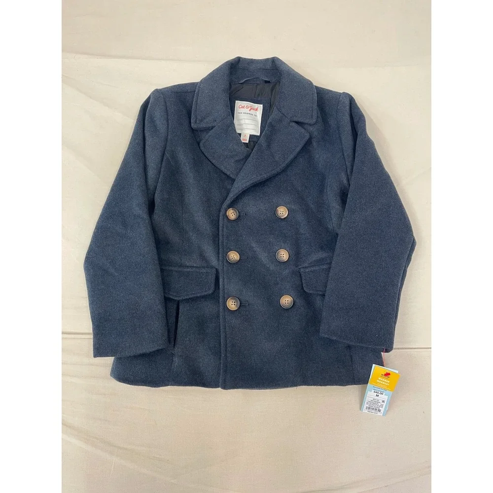 Cat & Jack Girls' Navy Blue Double-Breasted Peacoat Size M New with Tags